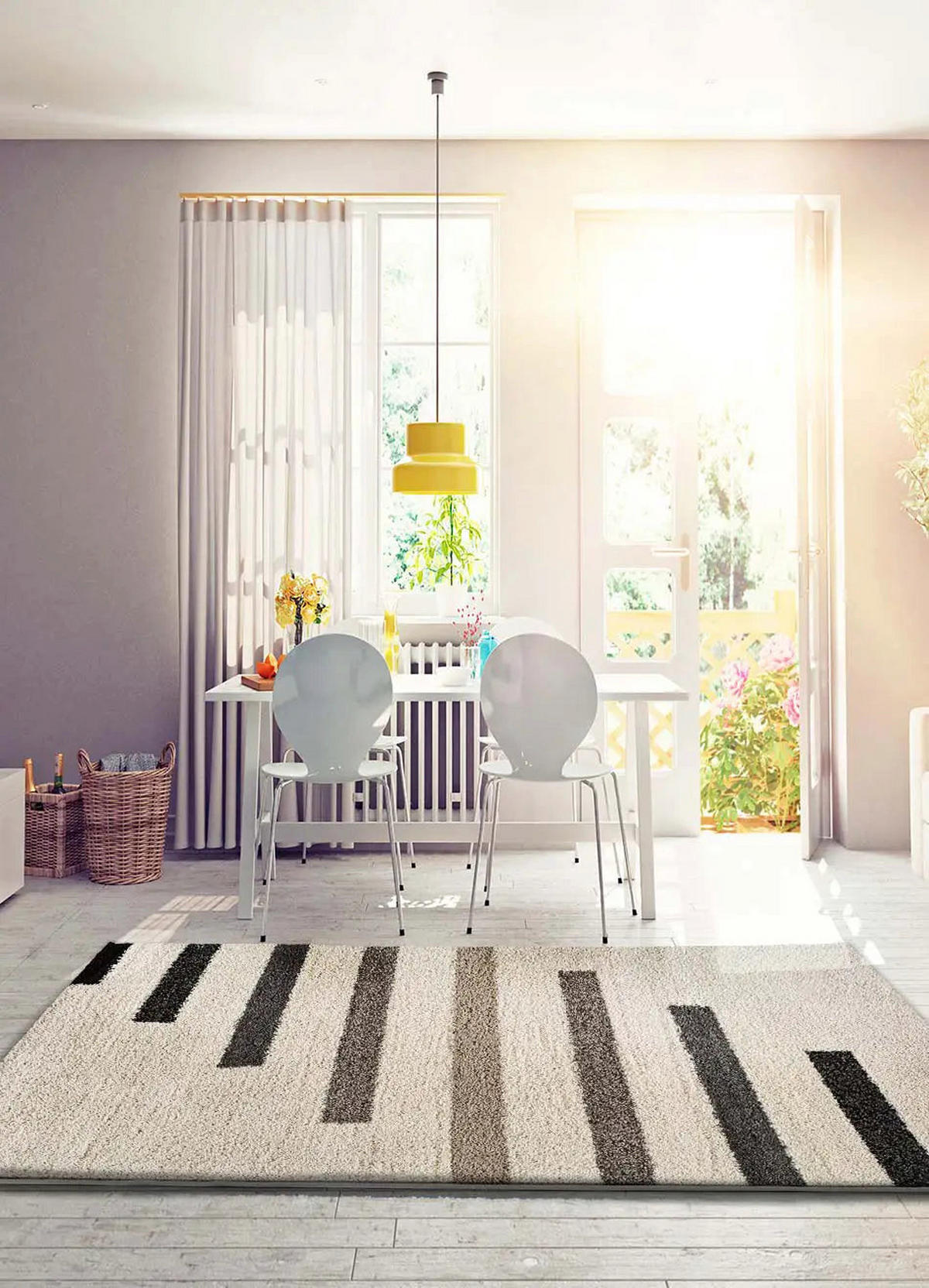 HOCHFLORTEPPICH Beige / Grau Scenic 120/170 cm - Beige/Grau, Naturmaterialien/Textil (120/170cm) - Atticgo