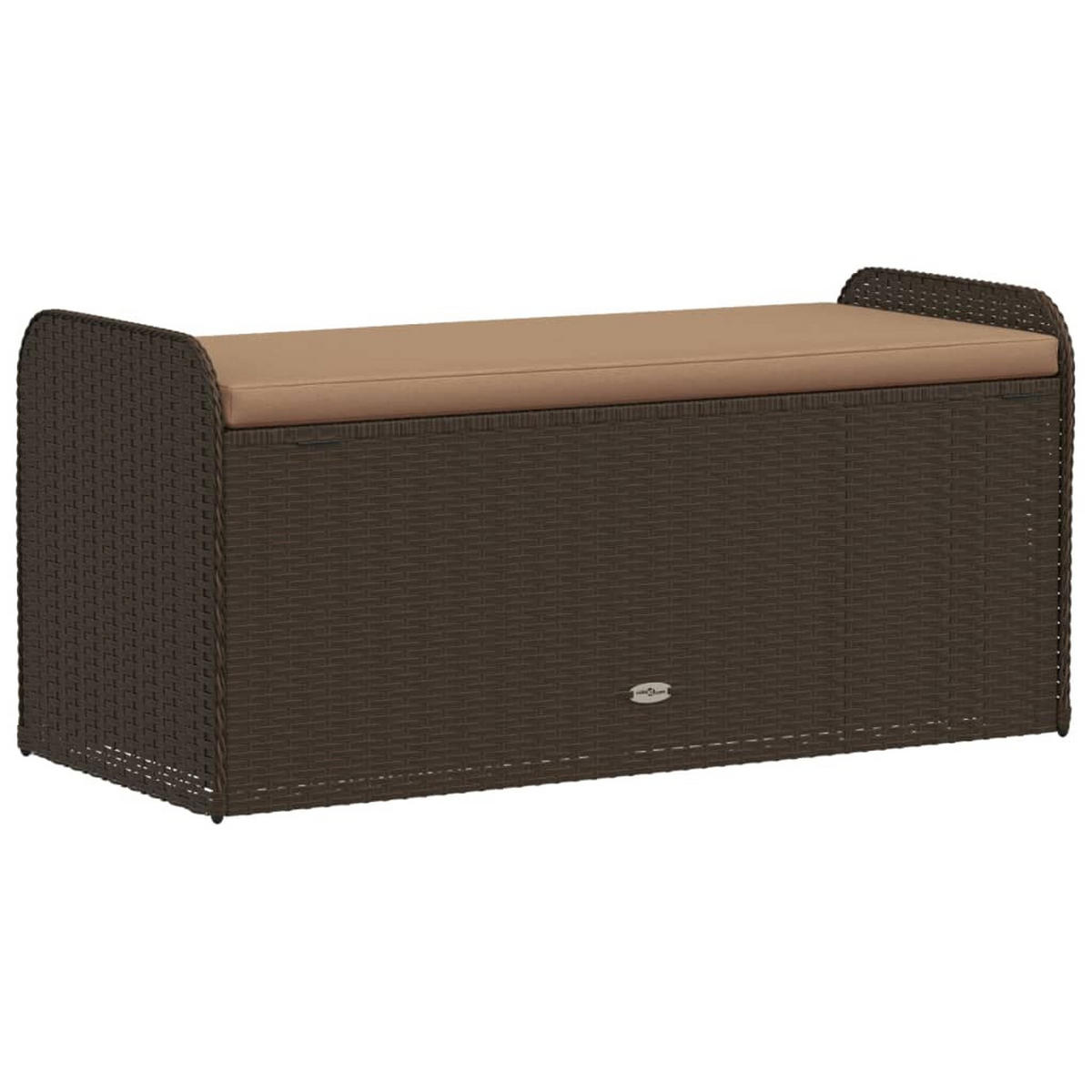 SITZBANK Mit Stauraum & Kissen Braun 115/51/52 Cm Poly Rattan - Braun, Kunststoff (51/52/115cm) - vidaXL
