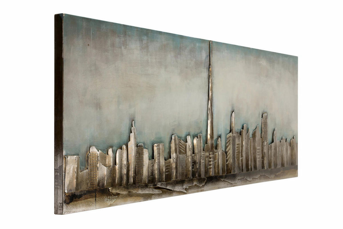 METALLBILD Weiß 150/50 cm - Weiß, Metall (6.4/50cm) - KUNSTLOFT
