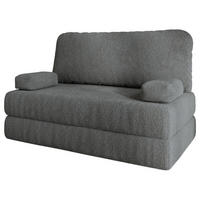 BETTSOFA KESTE aus Schaumstoff Bucle-Stoff Grau Schlaffunktion - Grau, Textil (140/86/60cm) - MASSENO