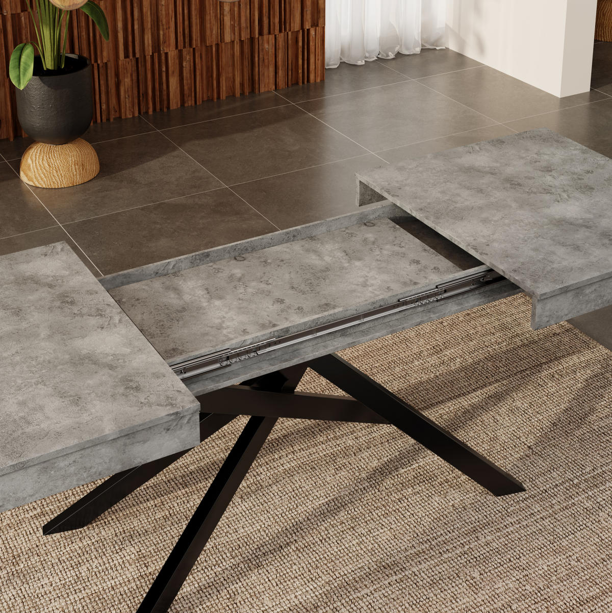 JÍDELNÍ stůl 140/180/80 cm šedý z MDF s rozkládací deskou pro 6–8 osob - šedá, kompozitní dřevo (180/80/76cm) - OKWISH