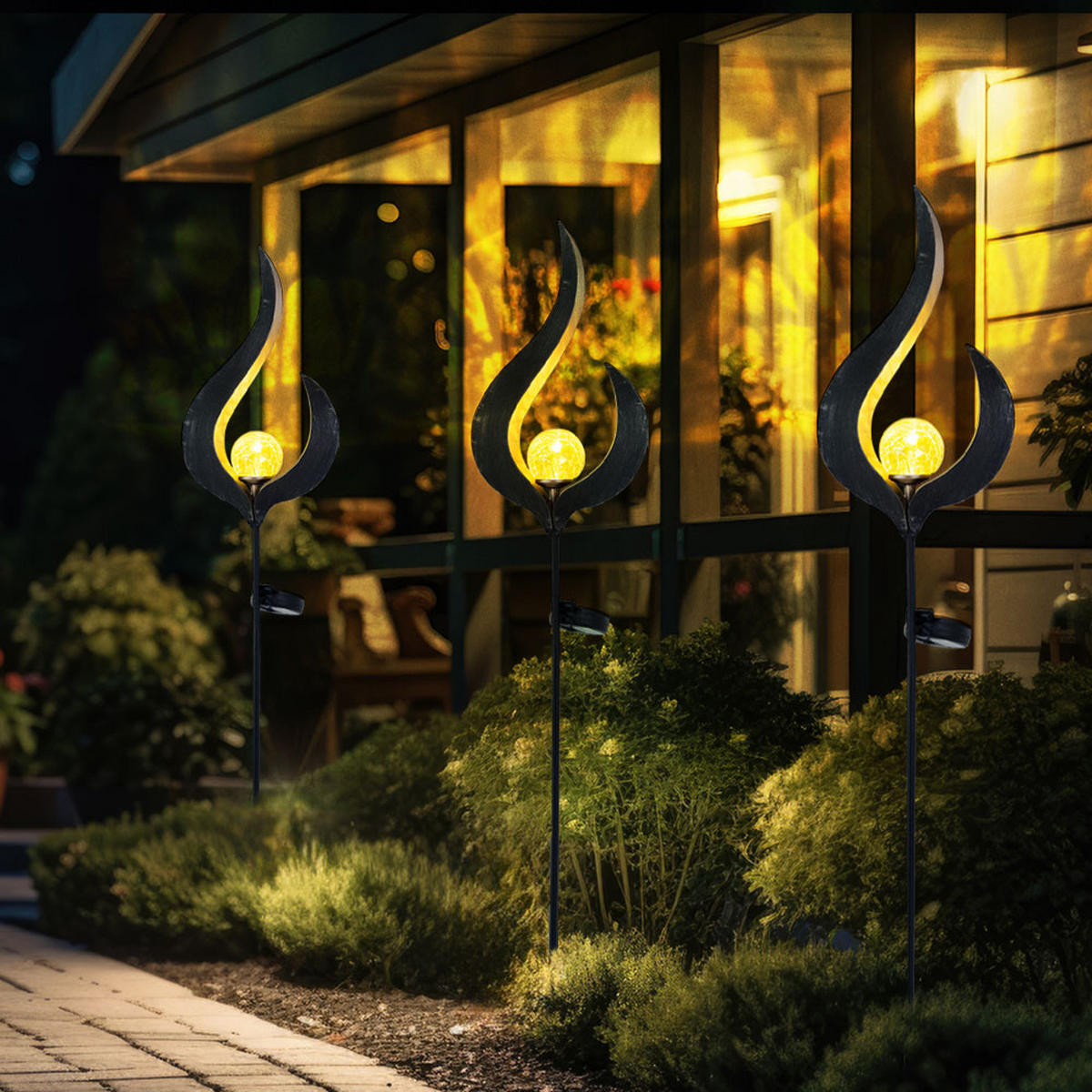 LED AUSSENLEUCHTE Bronze Design - Bronzefarben, Glas (16.7/6/90cm) - Globo Lighting