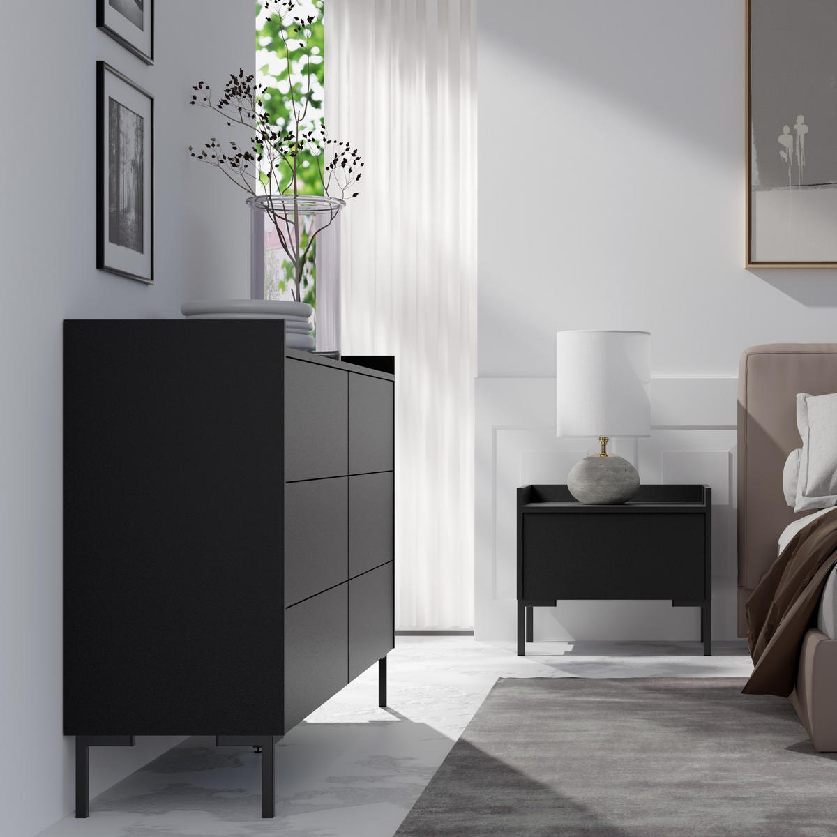 KOMMODE mit Schubladen Liam 6S 150 Schwarz - Schwarz, Holzwerkstoff/Metall (150/92/41cm) - mzm24