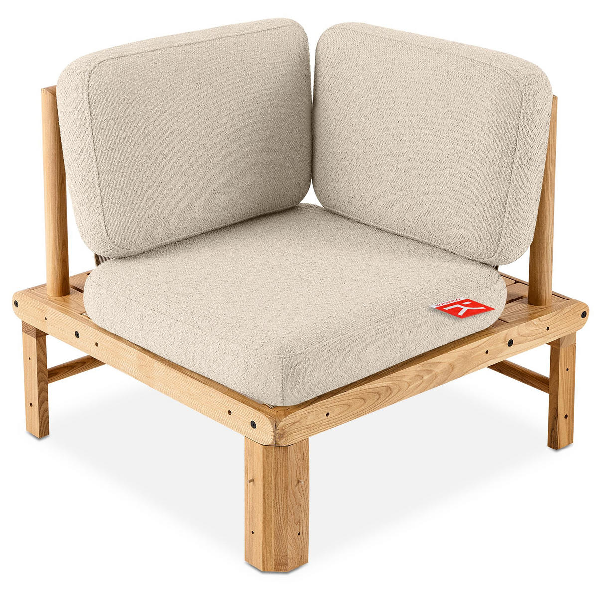 LOUNGESOFA ATREDA links - Creme, Holz/Textil (230/74/160cm) - KONSIMO®