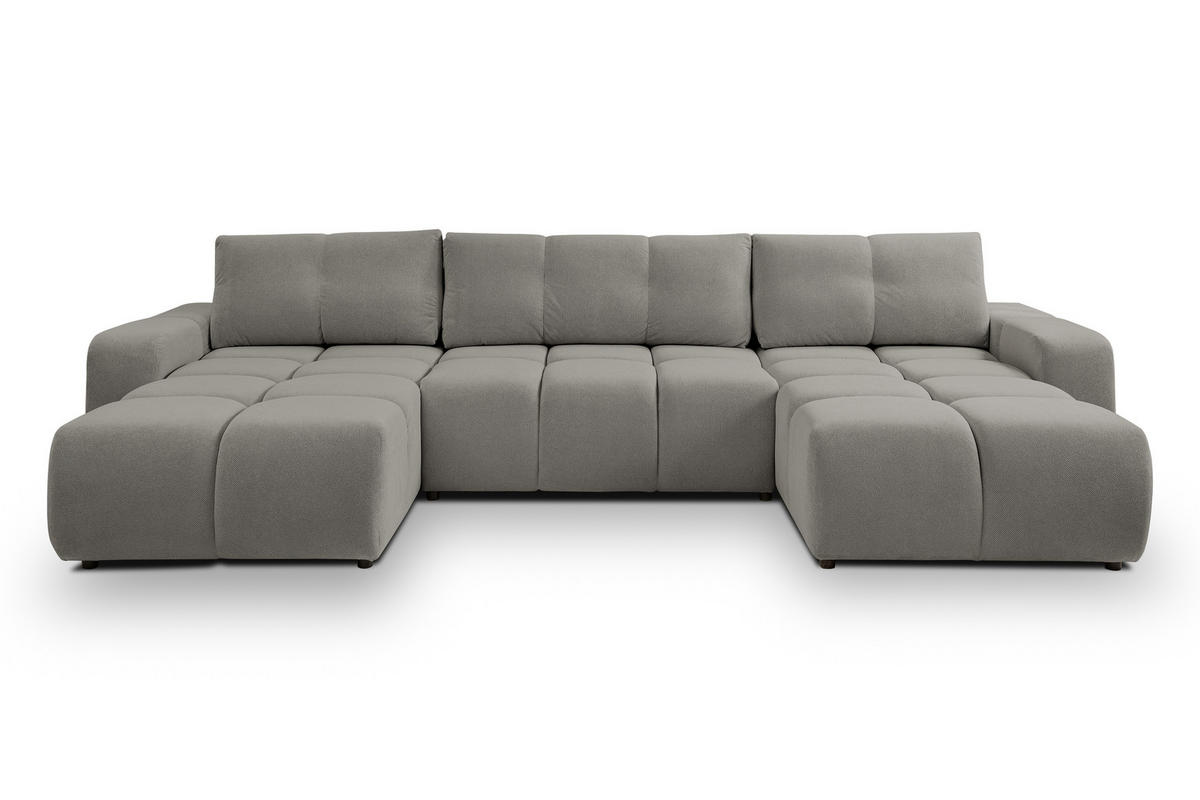WOHNLANDSCHAFT Hosio Grau 359/177/88 cm mit Schlaffunktion - Schwarz/Grau, Kunststoff/Textil (359/88/177cm) - AX Living