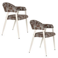 ESSZIMMERSTÜHLE Miyo Grau - 2 er Set - Beige, Metall (55/81/58cm) - Dutchbone