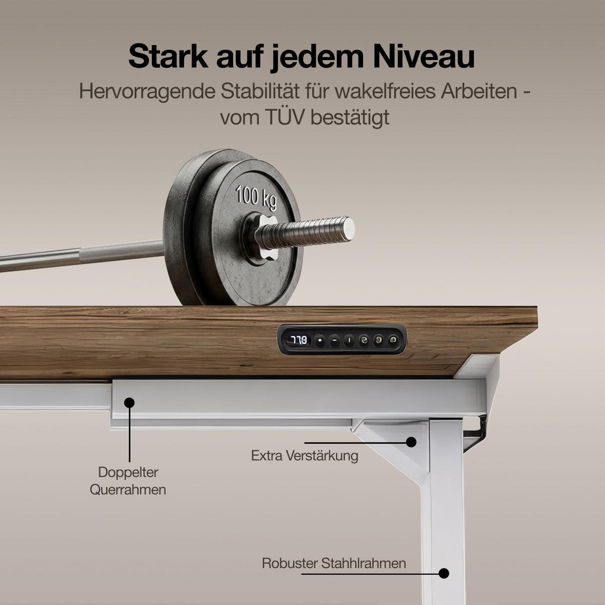 SCHREIBTISCHGESTELL Elektrisch höhenverstellbares Schreibtischgestell /62-127cm Signalweiß - Weiß, Metall (117/25/23cm) - ASSMANN