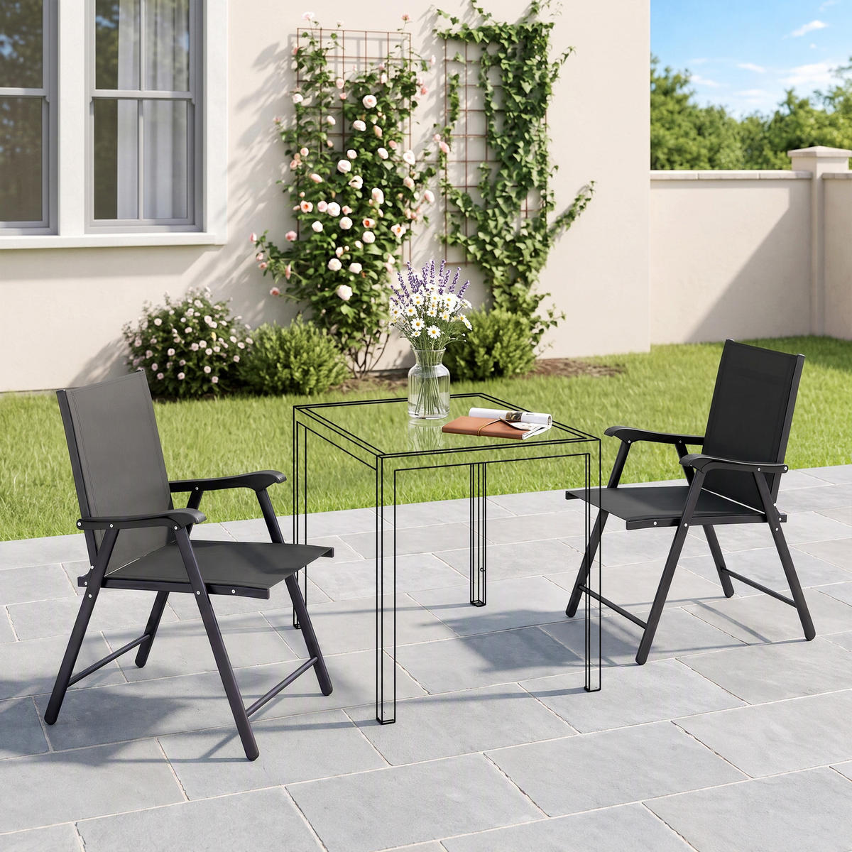 GARTENSTUHL Schwarz 62.0/58.0/97.0cm - Schwarz, Metall (58/97/62cm)