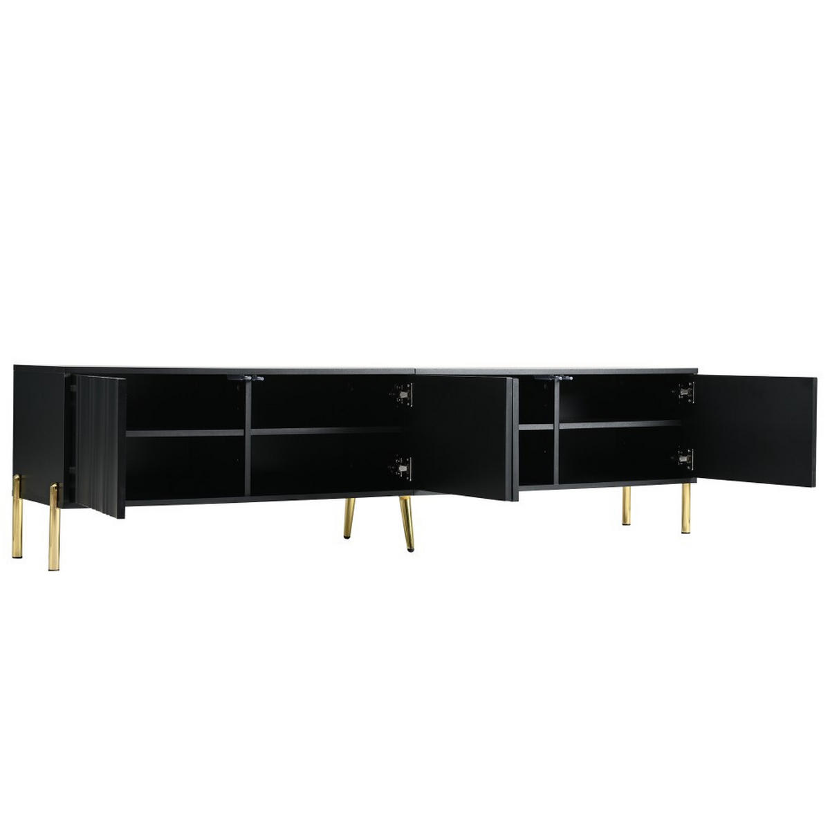LOWBOARD 190 cm(L) x 38 cm(W) x 48 cm(H) in Schwarz mit goldene Tischbeine - Schwarz, Holz (38/48/190cm) - KOMHTOM