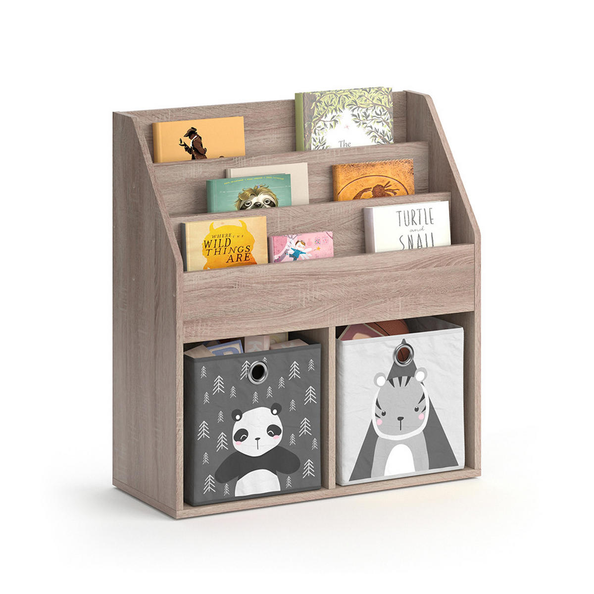 KINDERREGAL Luigi Sonoma 72 x 79 cm mit 2 Faltboxen opt.2 - Sonoma Eiche, Holzwerkstoff (72/79/30.7cm) - Vicco