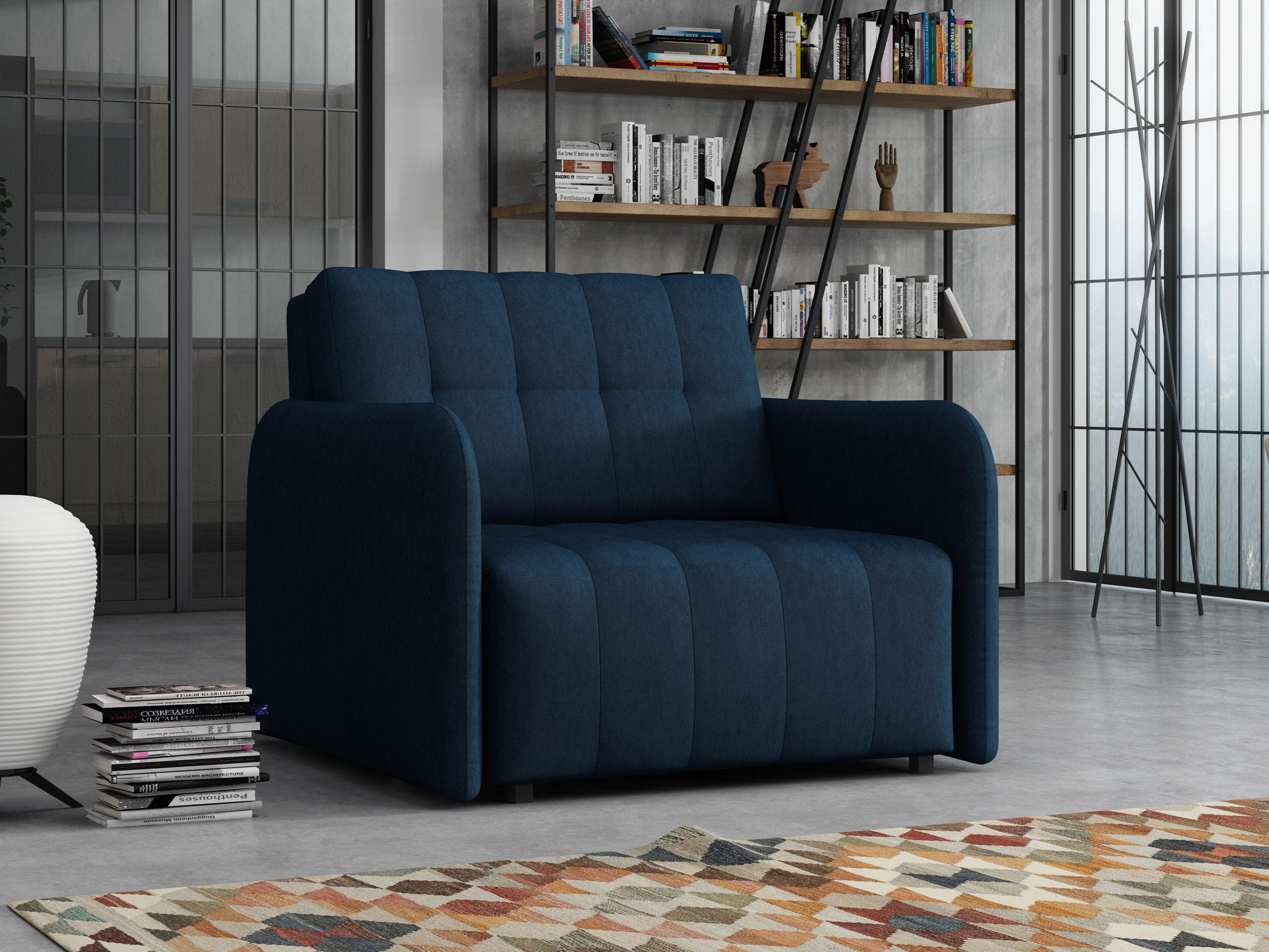 SCHLAFSOFA Viva Grand I - Schwarz/Dunkelblau, Holz/Kunststoff (98/85/95cm) - MIRJAN24