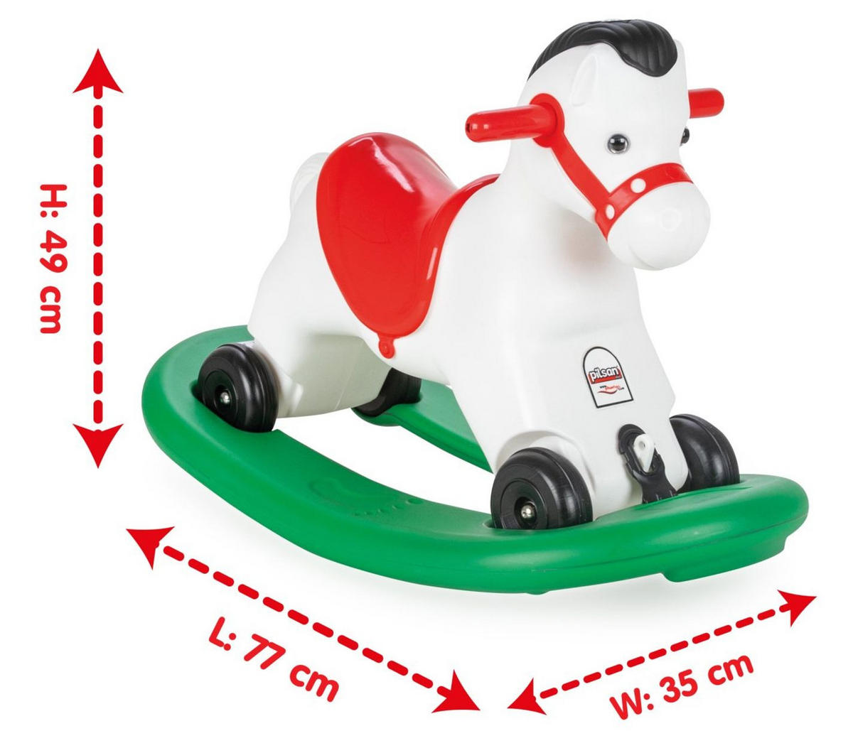SCHAUKELPFERD Rocking Horse Kunststoff, Musik, Rollen, bis 50 kg, ab 3 Jahren, Lichtfunktion - Grün, Kunststoff (35/52/75cm) - Pilsan