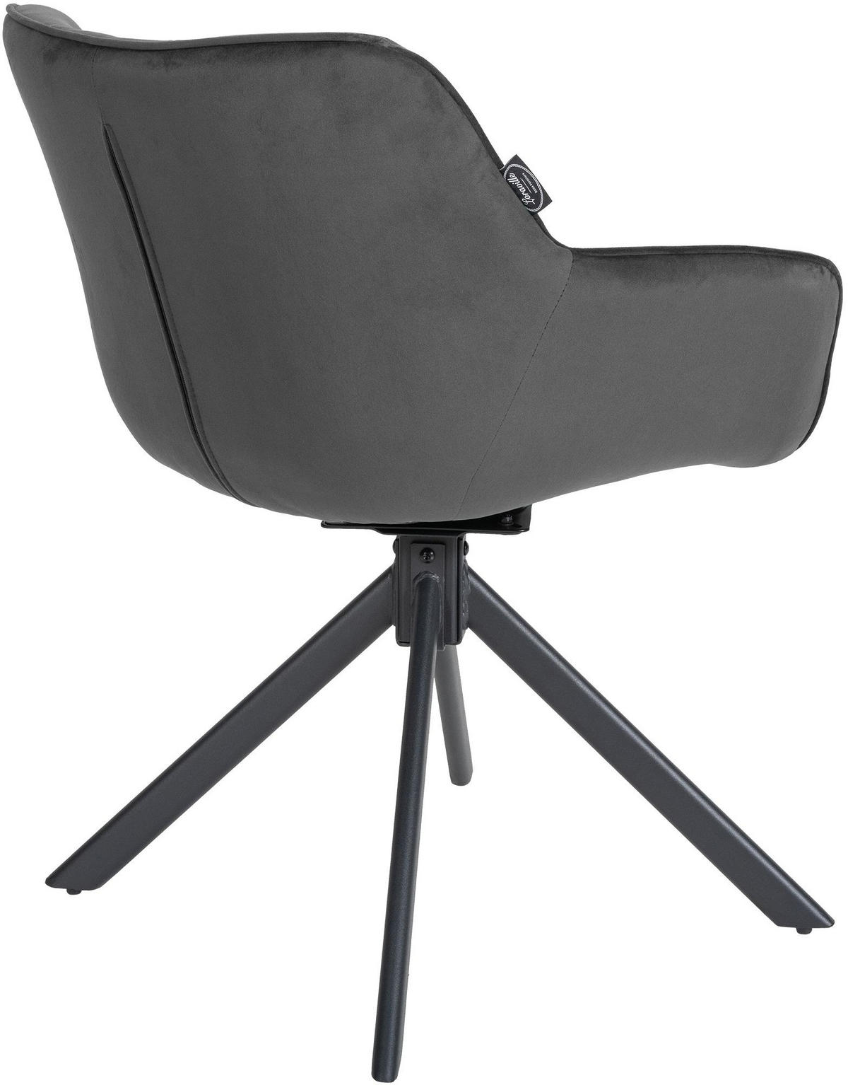 STUHL Samt dunkelgrau - Dunkelgrau/Schwarz, Textil/Metall (65/78/59cm) - CLP