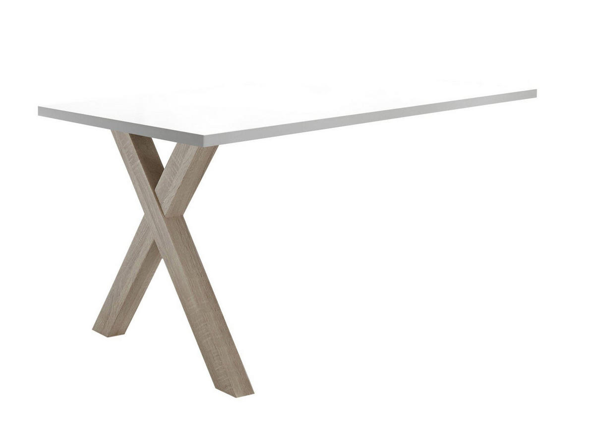 SCHREIBTISCH Edit 1 120 x 70 x 75 Computertisch eiche sägerau/weiß matt lack - Weiß, Holz (120/70/75cm) - 58aufmkessel