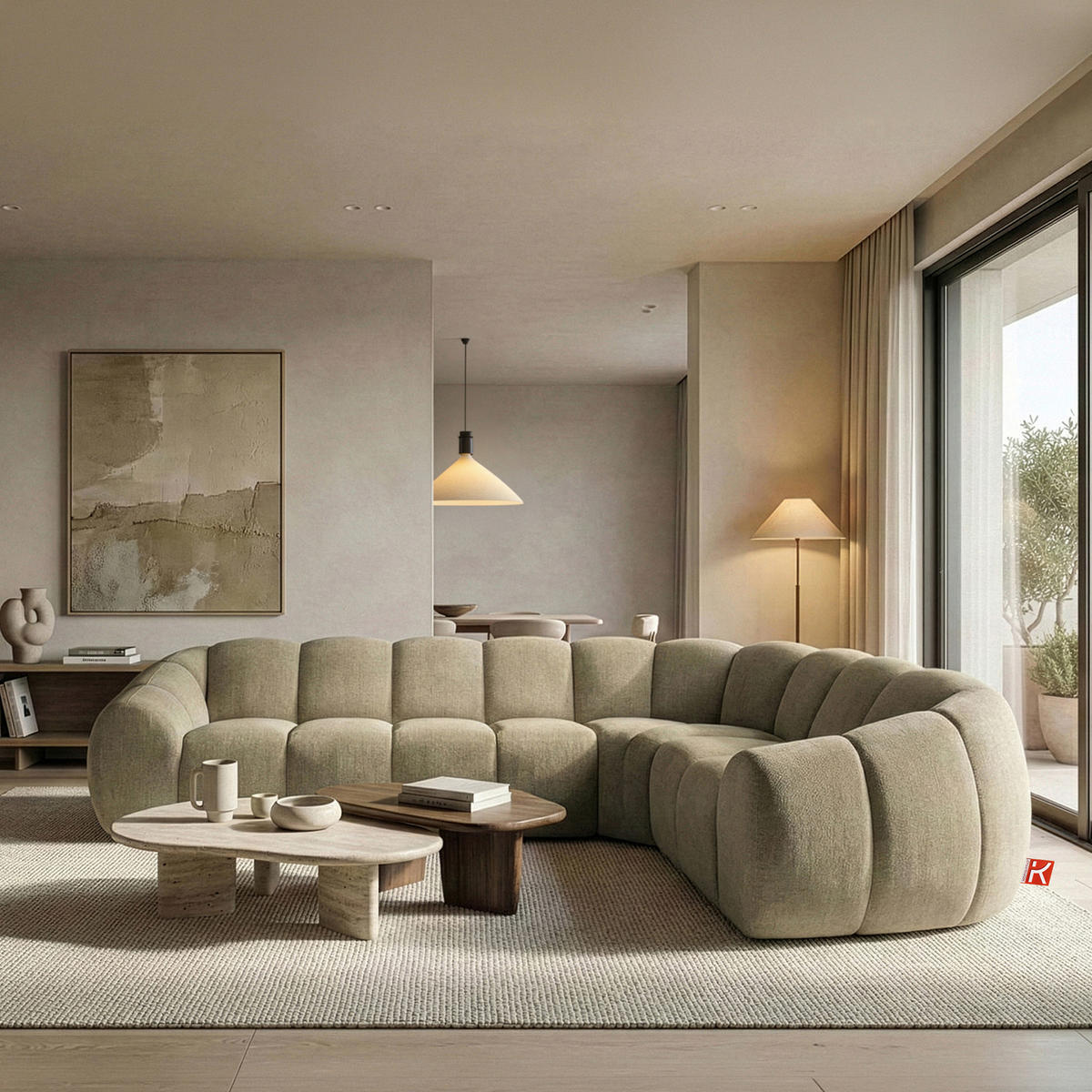 ECKSOFA RECHTS FLAVA, Sandfarben - Sandfarben, Holz/Holzwerkstoff (310/230cm) - KONSIMO®