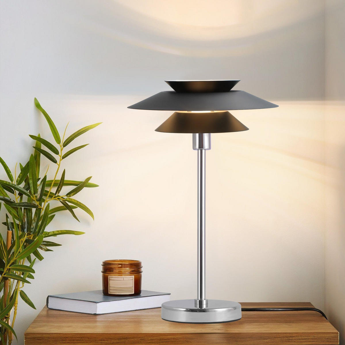 TISCHLEUCHTE Blumenfee 28/28/44.5 cm - Schwarz, Metall (28/28/44.5cm) - Nettlife