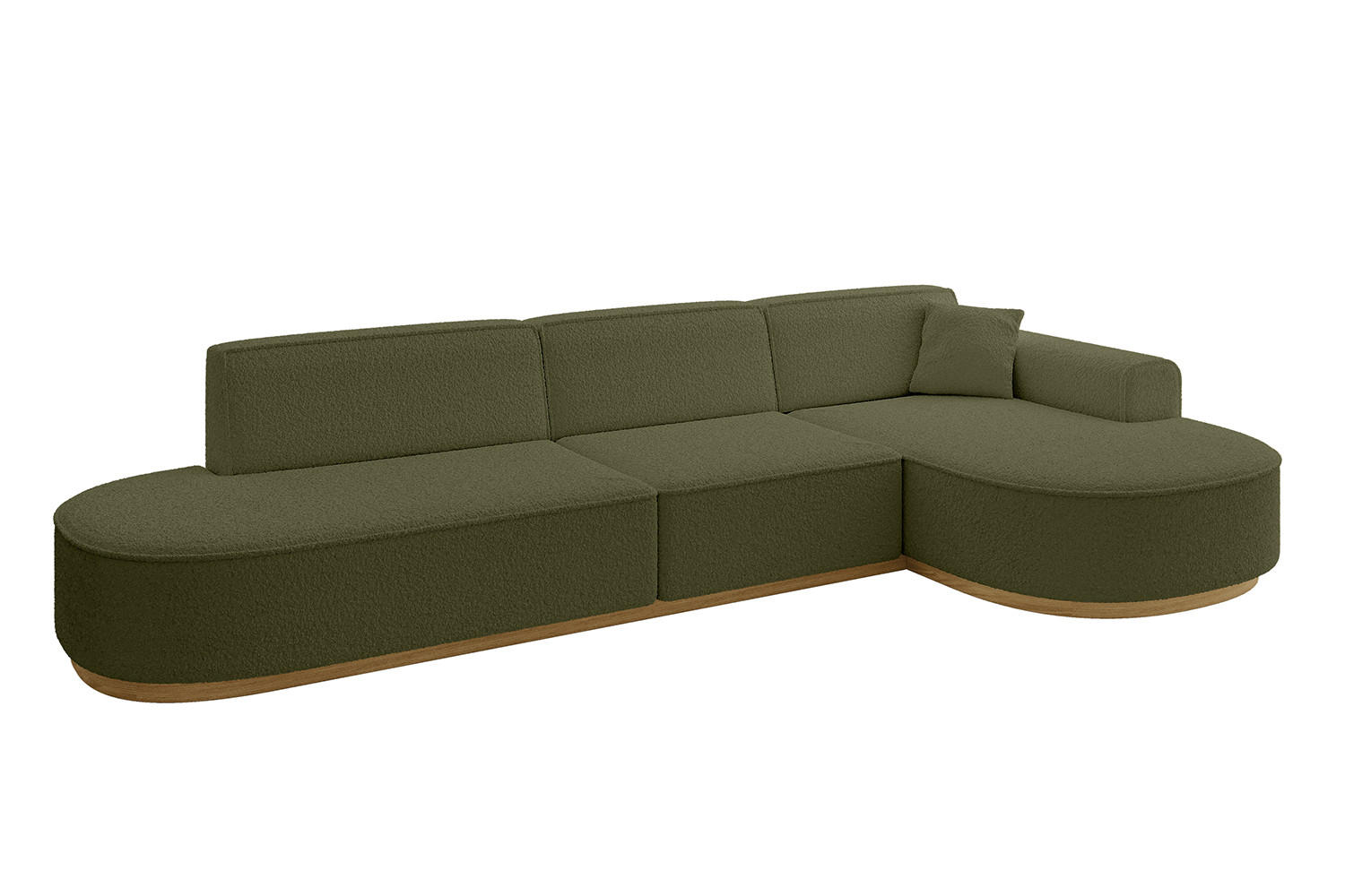 ECKSOFA Ottomane Rechts MARI-L2-v2 - 328x171x83 cm Grün Bouclé - Grün, Holzwerkstoff/Textil (171/328cm) - ALTDECOR