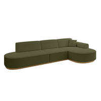 ECKSOFA Ottomane Rechts MARI-L2-v2 - 328x171x83 cm Grün Bouclé - Grün, Holzwerkstoff/Textil (171/328cm) - ALTDECOR