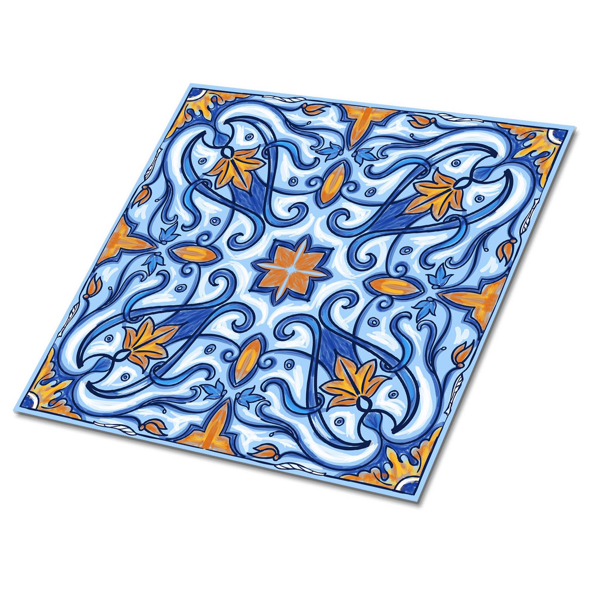 FLIESENAUFKLEBER 9 Stück 30x30 cm selbstklebend Traditionelles Ornament - Multicolor, Textil (30/1.6/30cm) - TULUP