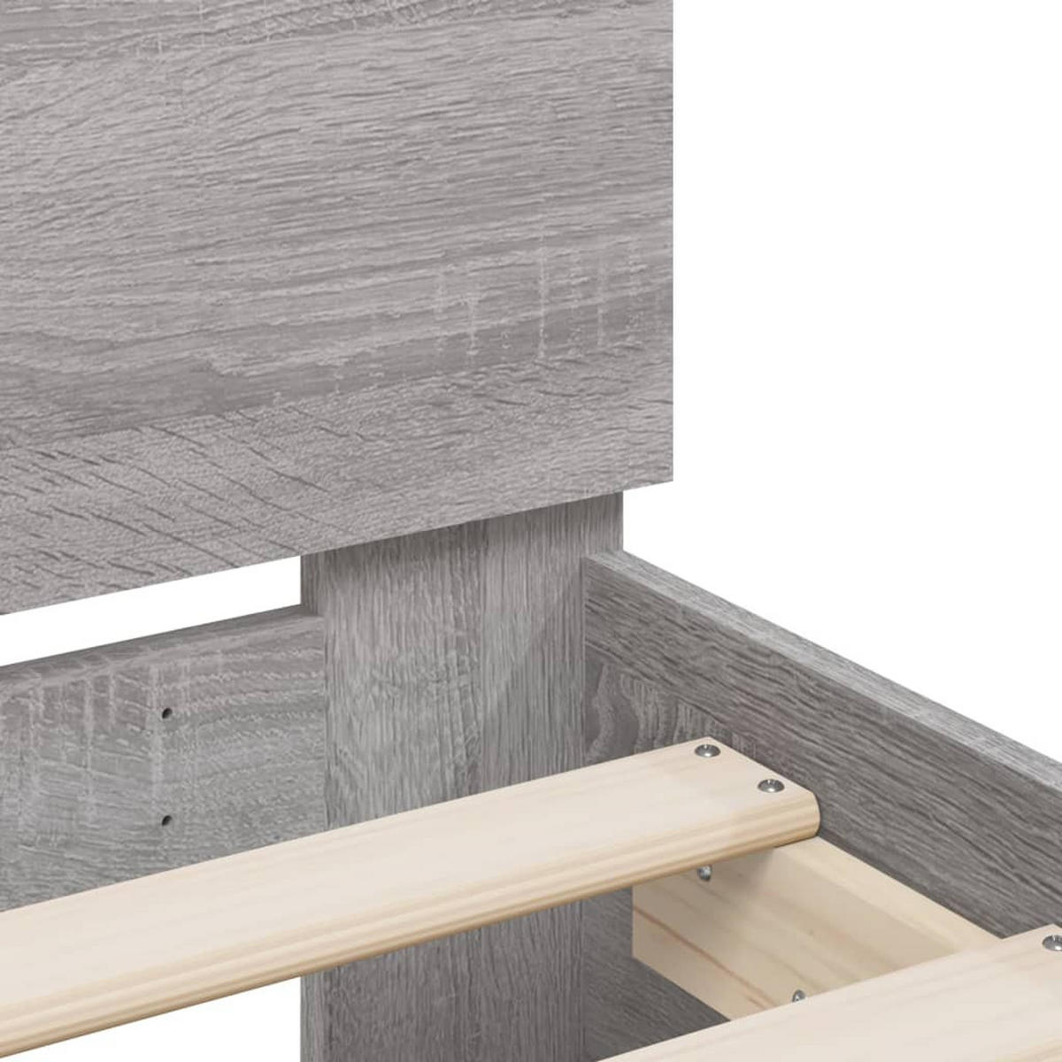 BETTGESTELL Mit Kopfteil Und Led-Leuchten Grau Sonoma 100/200Cm - Grau, Holzwerkstoff (100/200cm) - vidaXL
