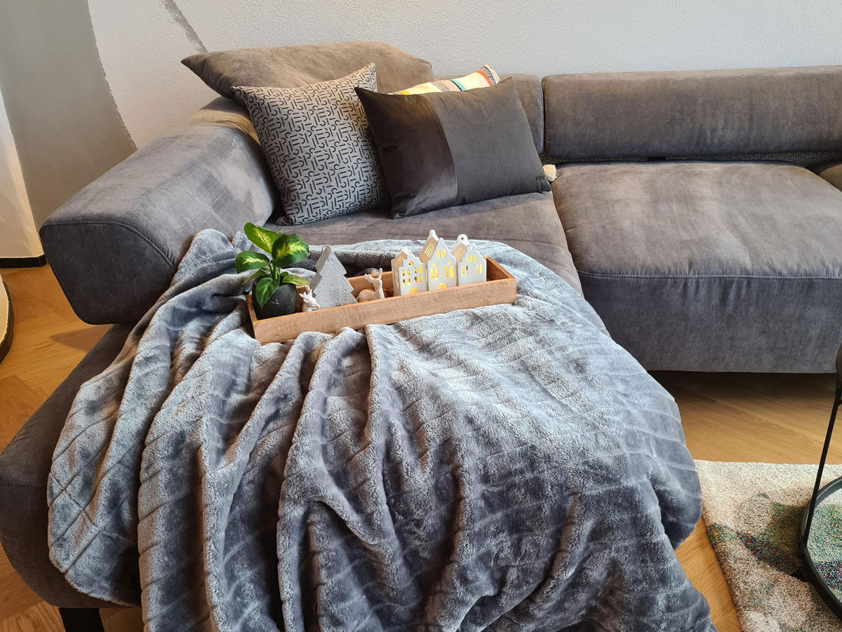 KUSCHELDECKE, 150x200 cm, 100% Polyester, Grau - Grau, Textil (150/200cm) - Zollner