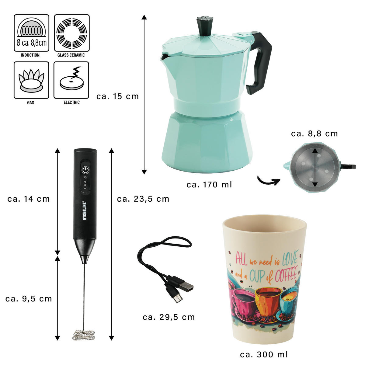 ESPRESSOKOCHER 240 ml - Mintgrün, Metall (17.5/13/22.8cm)