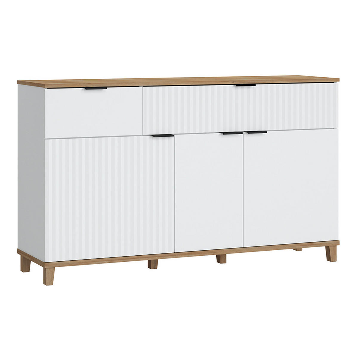 WOHNZIMMER-SET 6-TLG. Plymouth-129 - Weiß, Holzwerkstoff (724/208/68cm) - Lomado