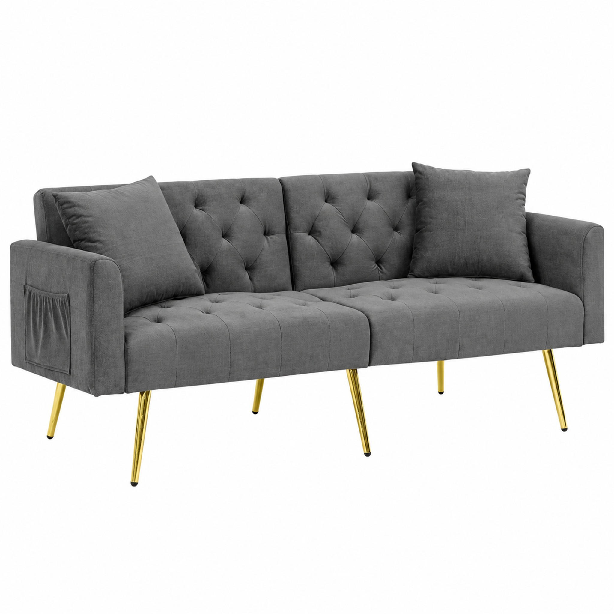 SOFA 2-Sitzer mit verstellbarer Rückenlehne Grau Samt - Grau, Holzwerkstoff (177/74/80cm) - Meubliv