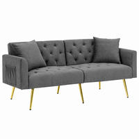 SOFA 2-Sitzer mit verstellbarer Rückenlehne Grau Samt - Grau, Holzwerkstoff (177/74/80cm) - Meubliv