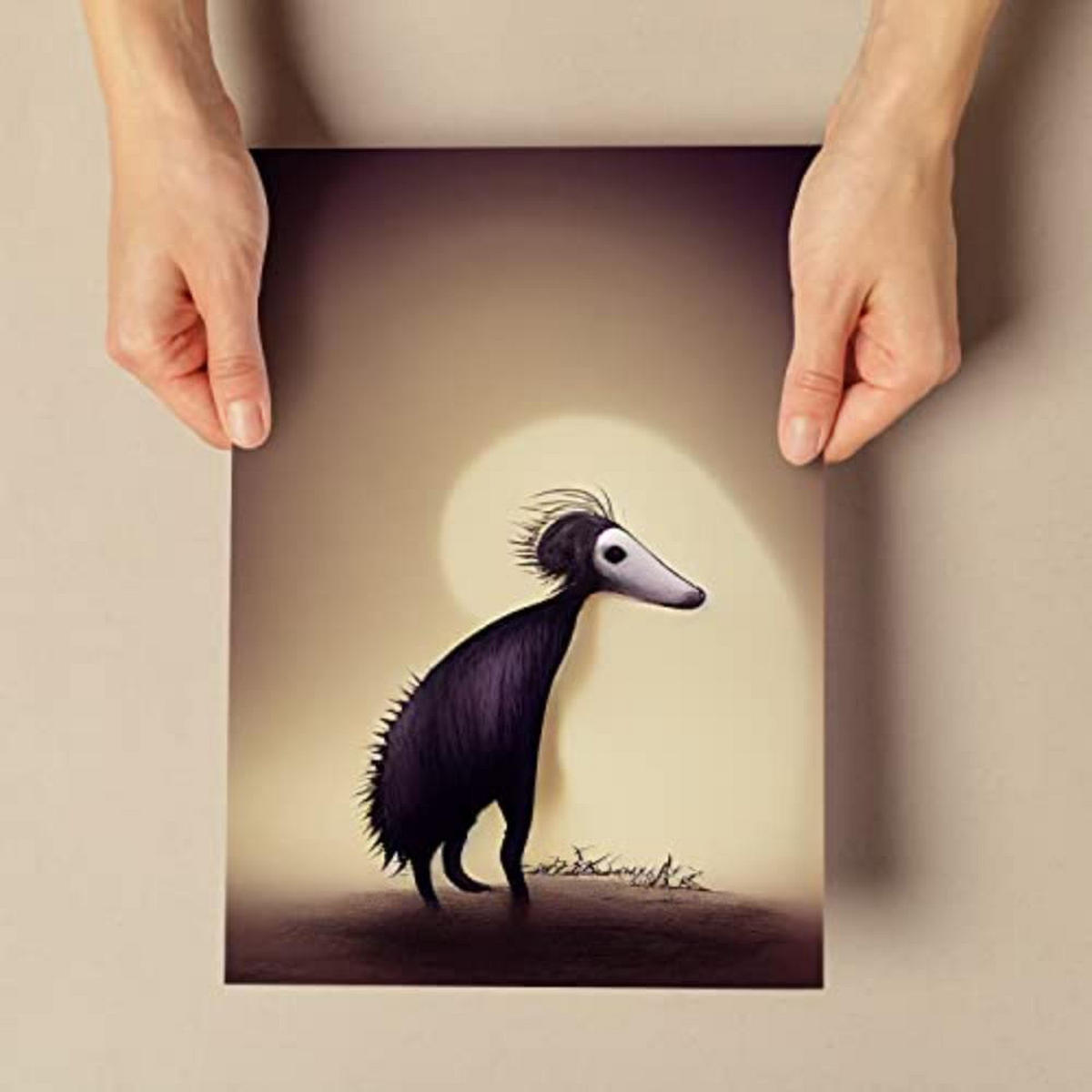 POSTER Set mit 4 Wald Tier im T Burton Goth Stil A4 Rahmenlos - Klar, Papier (29.7/3cm) - Nacnic