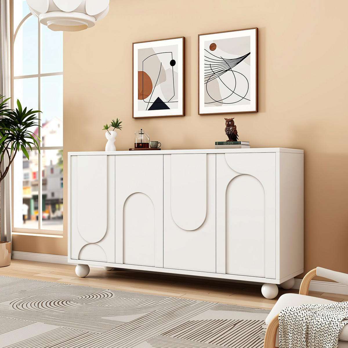 KOMODA 120 cm bílá se 2 dvířky a nastavitelnou policí v moderním designu - bílá, kompozitní dřevo (120/71/35cm) - Urban Meuble