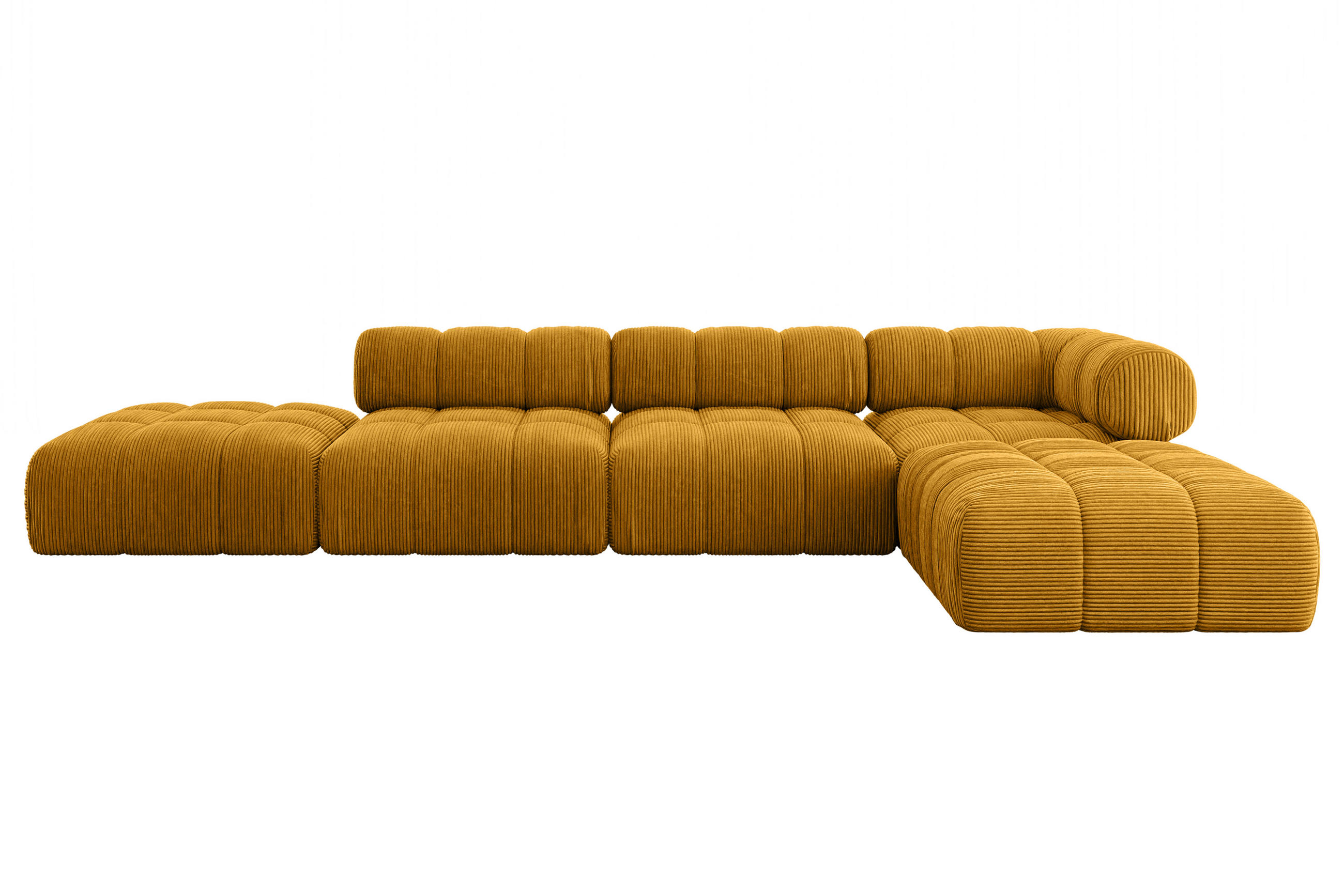 ECKSOFA modulares Sofa Kerru-L2 - 380x190x70 cm Senfgelb Cord - Currygelb, Holzwerkstoff/Textil (380/190cm) - ALTDECOR