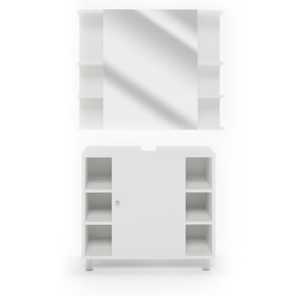 BADMÖBEL-SET Fynn Weiß 2 Teile - Weiß, Holzwerkstoff (60/54/32cm) - Vicco