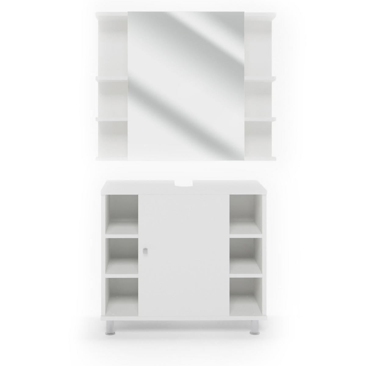 BADMÖBEL-SET Fynn Weiß 2 Teile - Weiß, Holzwerkstoff (60/54/32cm) - Vicco