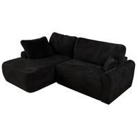 ECKSCHLAFSOFA CUBO L Schwarz Plüsch - links - Schwarz, Kunststoff/Textil (273/187cm) - MKS