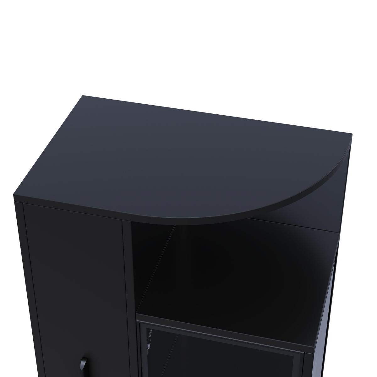 VITRINE LED ESG Glas Ausziehbar 112cm Sammlervitrine Schwarz - Schwarz, Glas (64/112/42cm) - FLIEKS