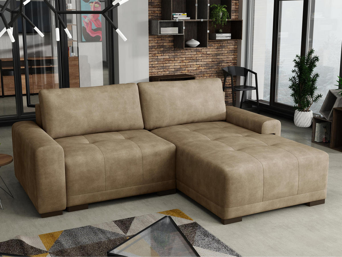ECKSOFA Milton - Beige/Schwarz, Holz/Textil (237/180cm) - MIRJAN24