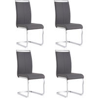 FREISCHWINGER 4er-Set Kunstleder Grau verchromtes Metallgestell - Grau, Metall (42/100/54cm) - Meubliv