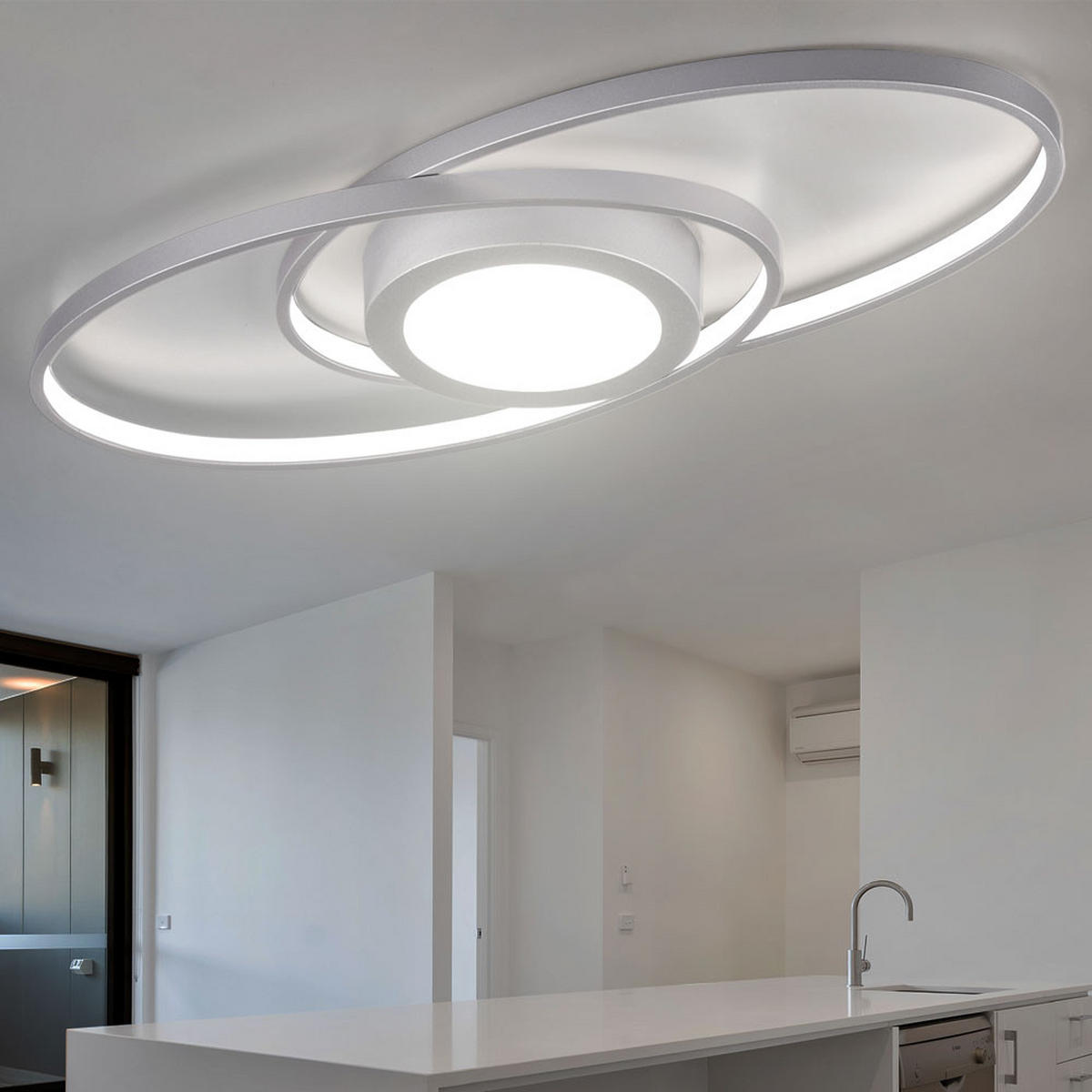 LED DECKENLEUCHTE Galaxy Silber Metall - Silberfarben, Metall (23/57/4cm)