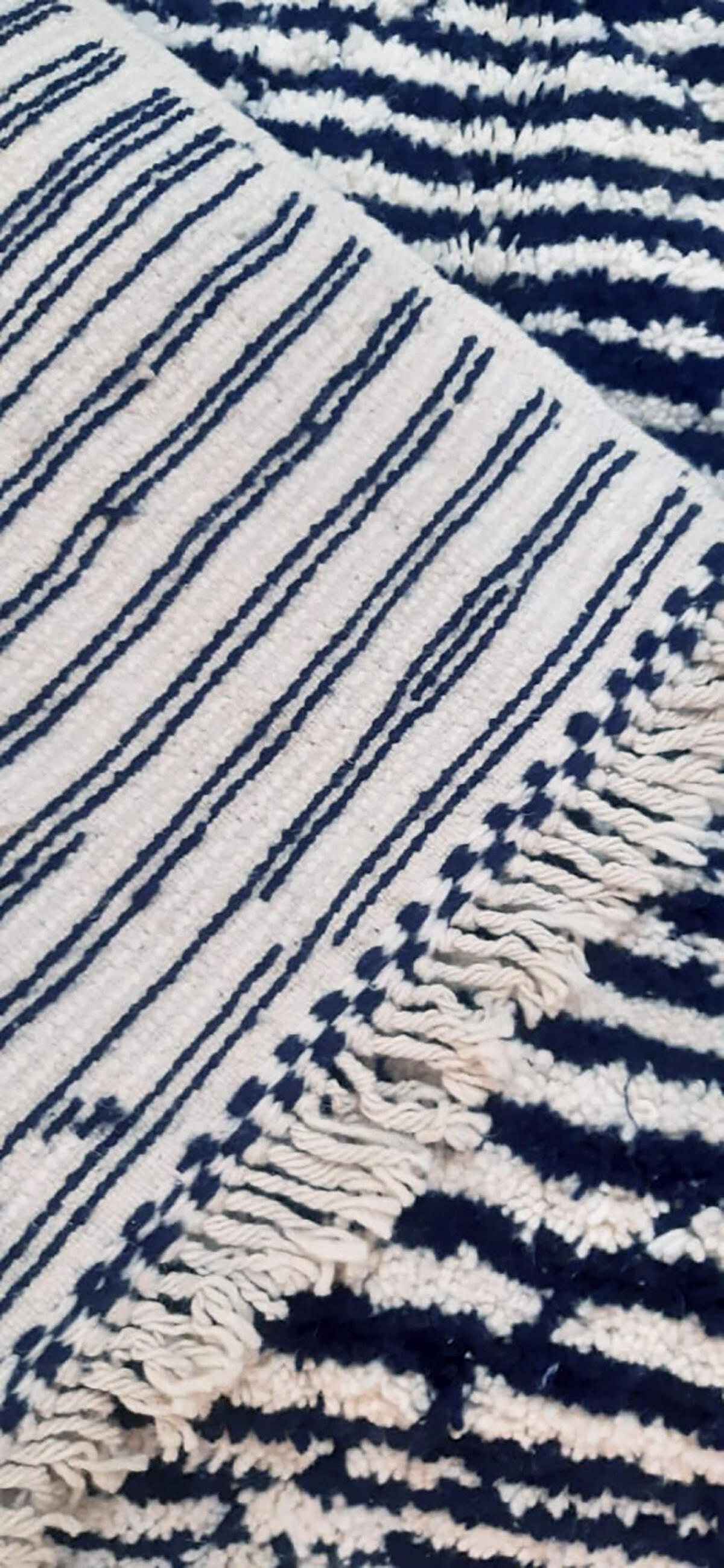 BERBERTEPPICH marokkanisch aus Bahia-Wolle blau - Blau, Naturmaterialien (250/350cm) - AFK Living