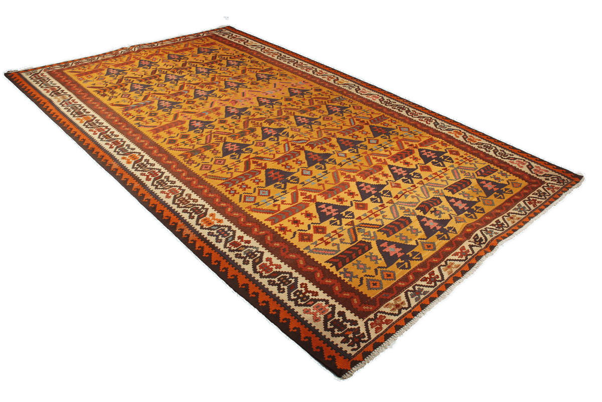 HANDWEBTEPPICH KELIM Ardebil Gelb 306/184 cm Schurwolle - Gelb, Textil (184/306cm) - Looma