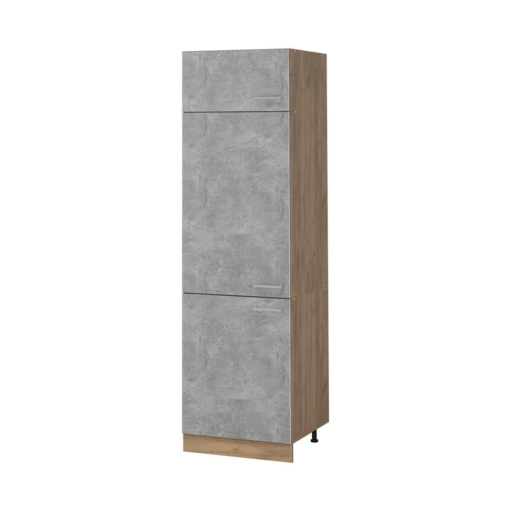 HÖGSKÅP R-Line, betong/Goldkraft ek, 60 cm Grå, Honungsek 206.8/60/57.2 cm