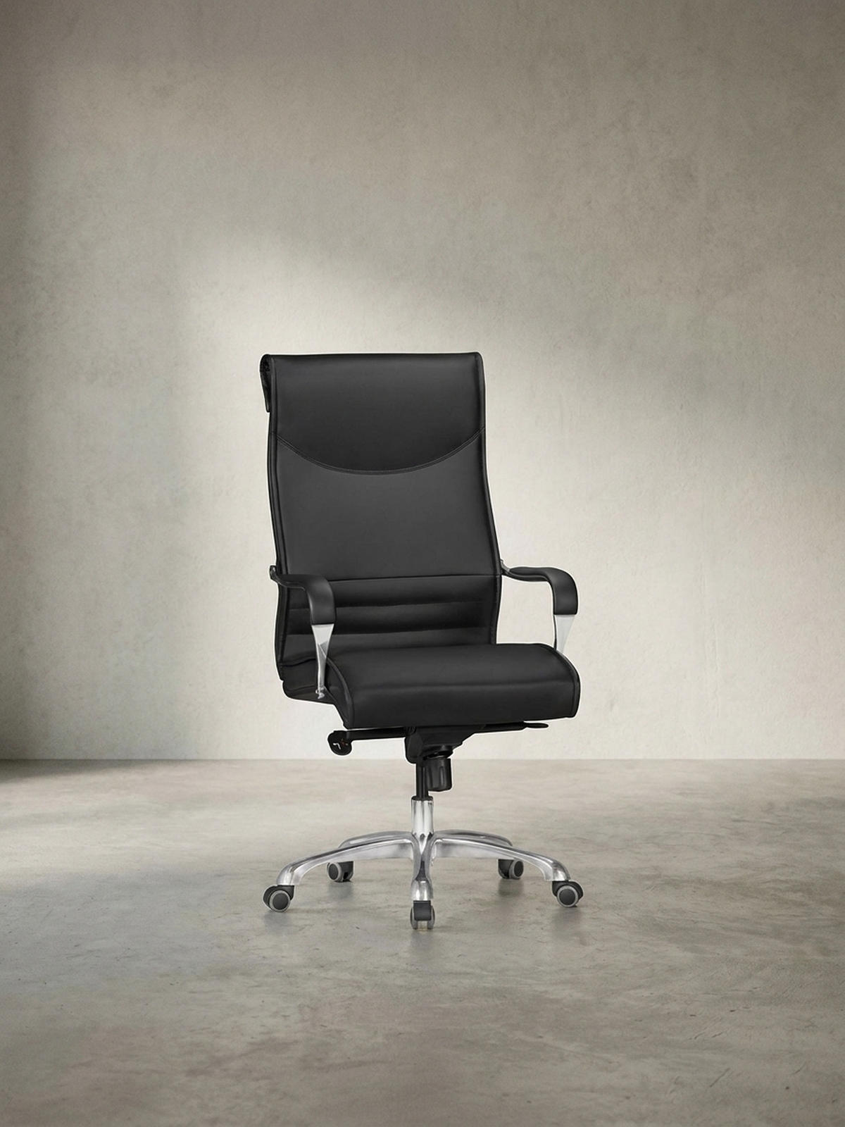 CHEFSESSEL XXL Kunstleder ergonomisch höhenverstellbar bis 150 kg VENGA, Schwarz 61x60x126 cm - Silberfarben/Schwarz, Kunststoff/Textil (61/126/60cm) - KADIMA DESIGN