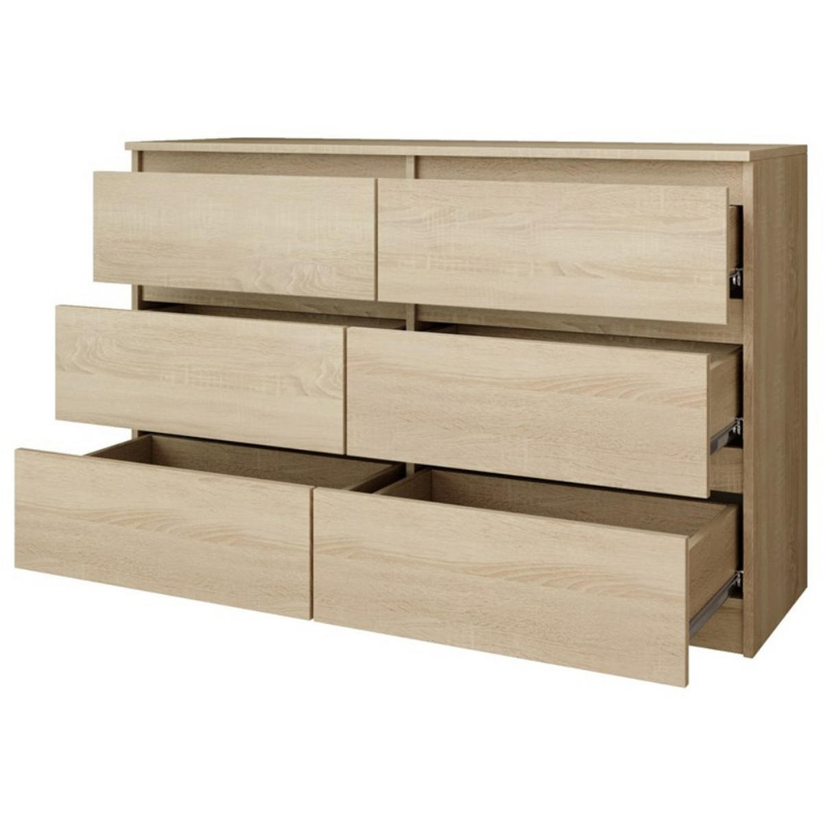 KOMMODE Look 100 cm mit sechs Schubladen, eiche Sonoma - Sonoma Eiche, Holzwerkstoff (100/71/33cm) - Beautysofa