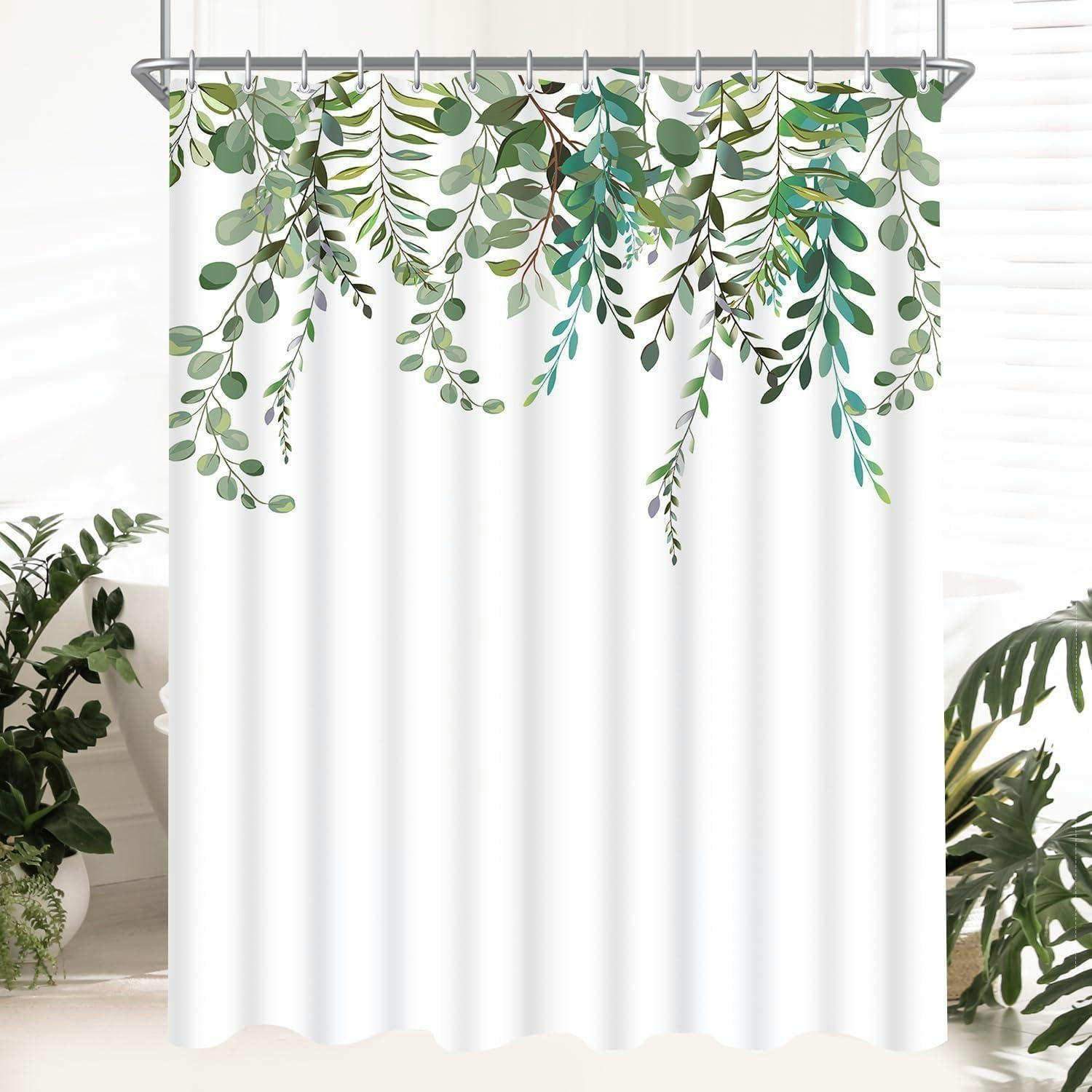 DUSCHVORHANG Grün Blätter 240 x 180 cm - Grün, Textil (240/180cm)