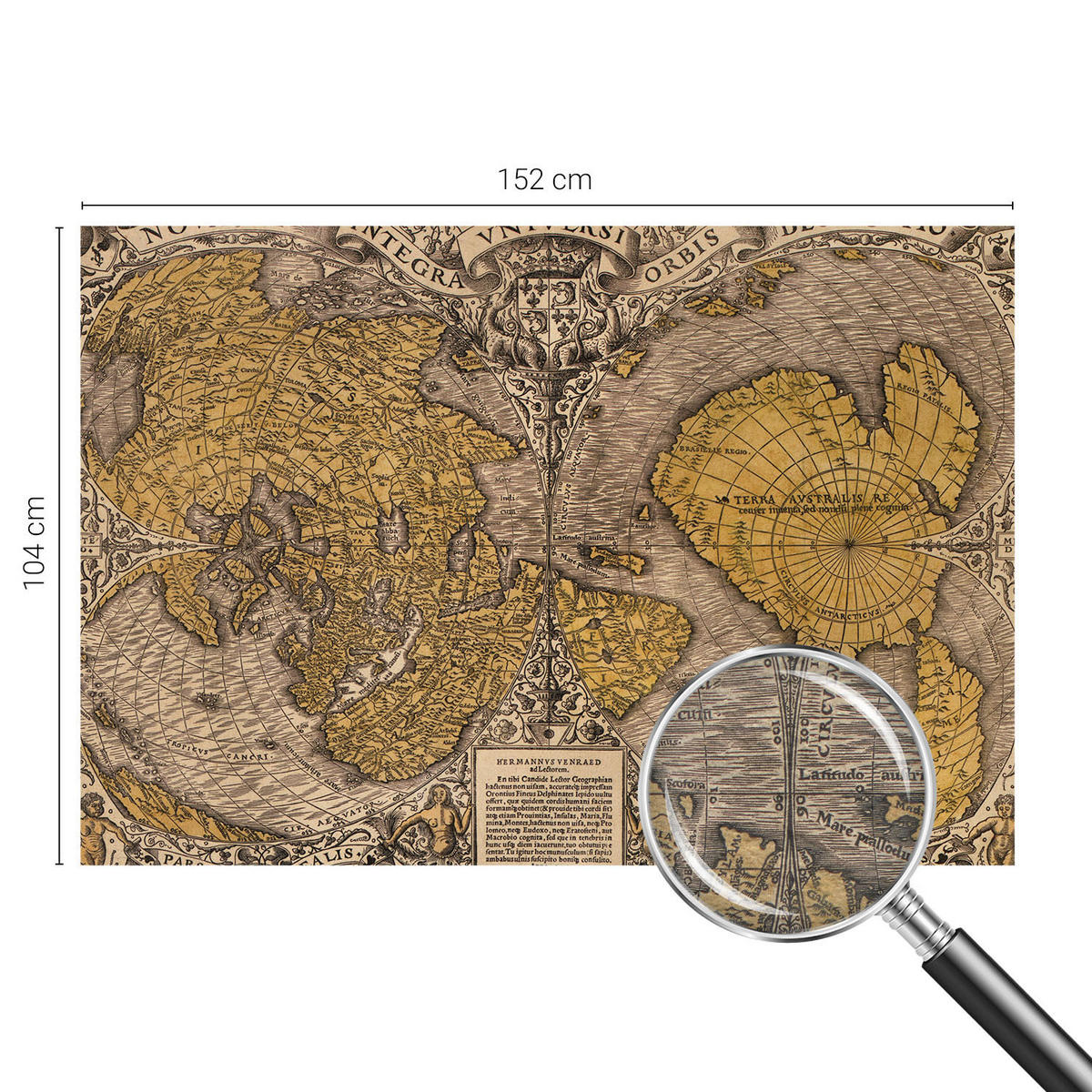 FOTOTAPETE 152x104 cm - Historische Kartographie - Gelb, Textil (152/104cm) - Wallfluent