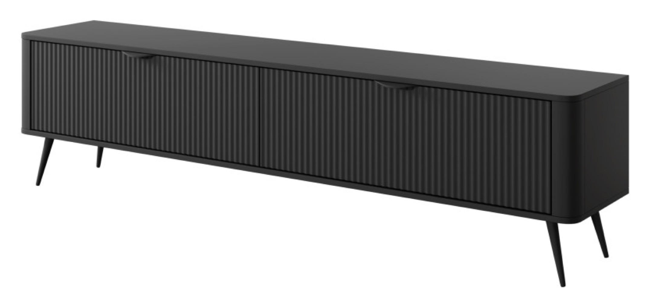 SCHRANK Schwarz Lena Gerillt 200 cm - Schwarz, Holzwerkstoff (200/51/38cm) - Sepro Meble
