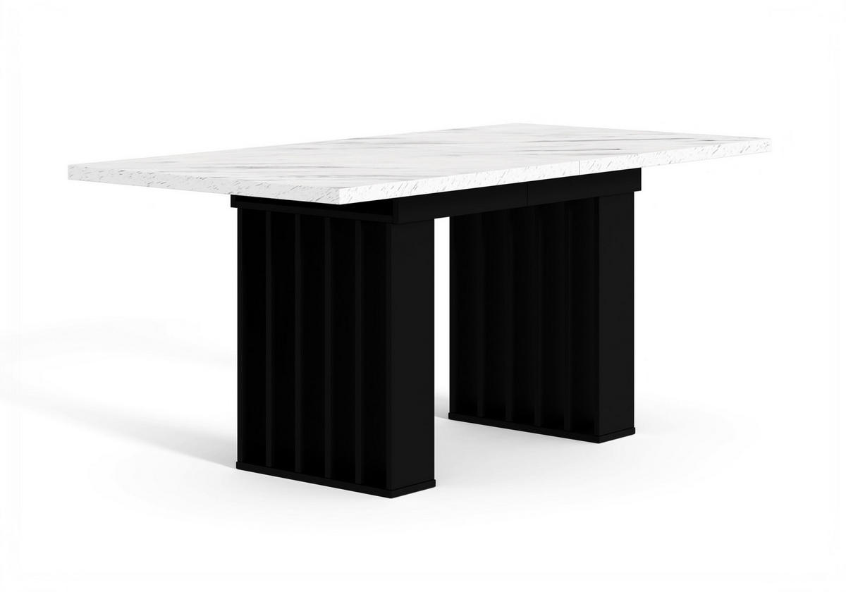 ESSTISCH Ausziehbar 160-240 cm Weiß Marmor-Optik mit Schwarzen Beinen - Weiß, Holzwerkstoff (240/80/75cm) - Home Collective