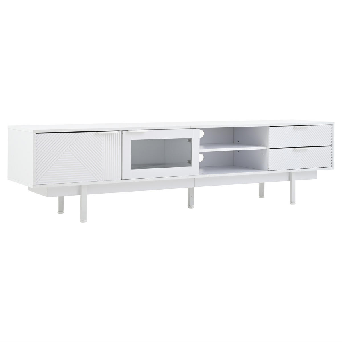 LOWBOARD DE-40347 mit Glas-Tür und viel Stauraum Weiß - Weiß, Holzwerkstoff (200/50.5/40cm) - ComfortXL
