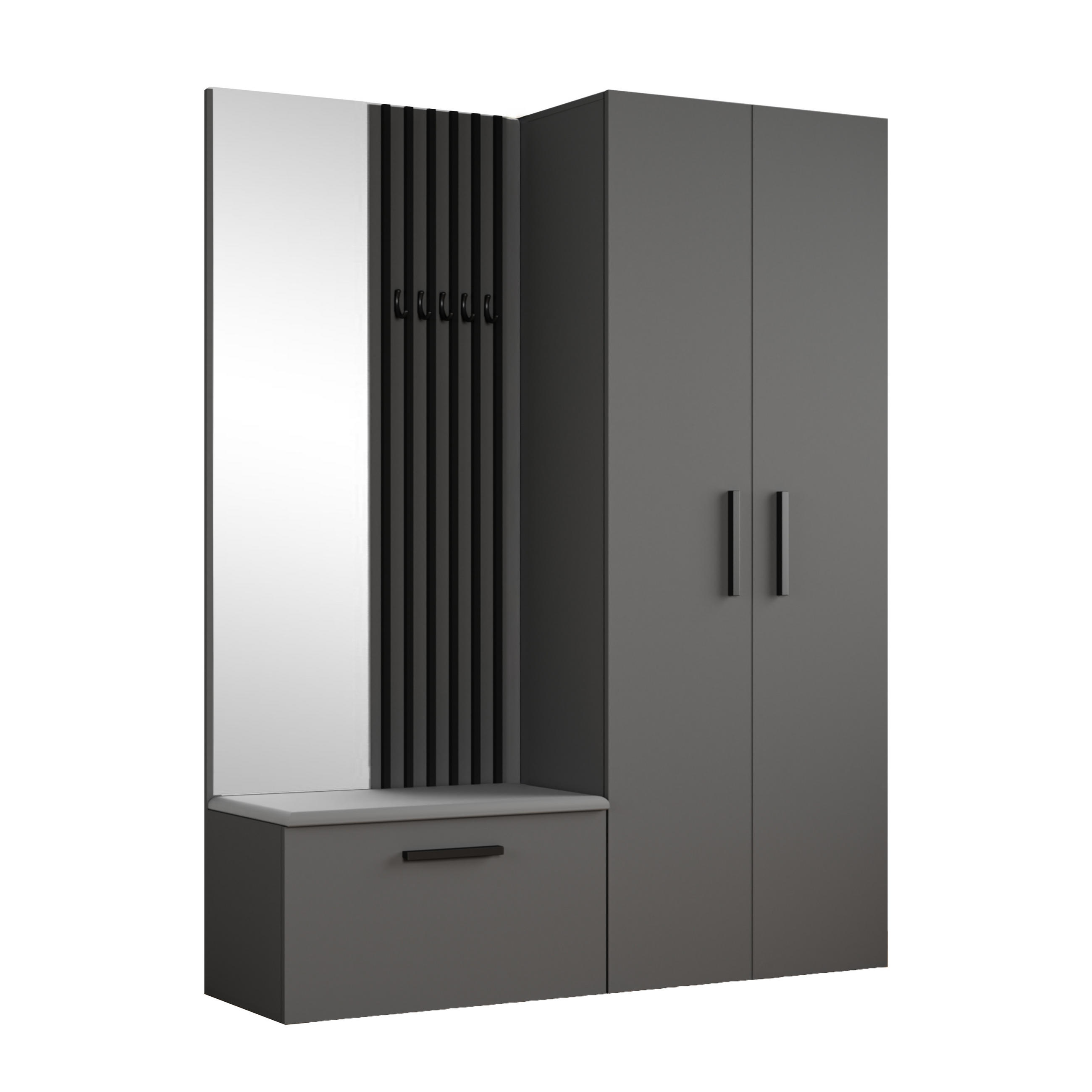 GARDEROBENSCHRANK MODULO 160,6/204/40 cm Modern Garderobe-Set Grau - Grau, Holzwerkstoff (160.6/204/40cm) - MASSENO